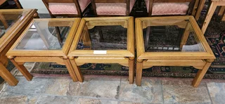 Oak Glass-top Coffee Table ➕️ 3 x Side Tables