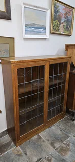 Oak Vintage Leadlight 2-door Bookcase