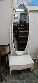 Vintage White Cheval Mirror