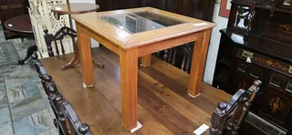Oak Glass-top Side Table x 1