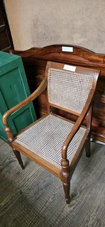 Victorian Teak and Rattan Armchair x 1
