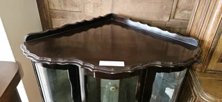 Imbuia Scalloped Corner Showcase