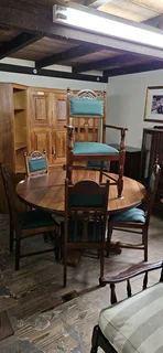 6 x Teak High-back Carved Dining Chairs SET
