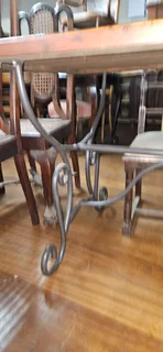 Acacia and Wrought-iron Dining Table