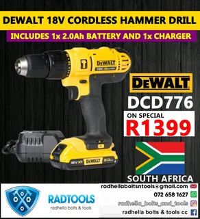 Dewalt 18v Cordless Hammer Drill &#64; R1399 Special
