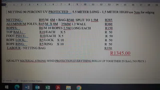 WINDBOMAS/ 5.5M X 1.5M H /NEW /QUOTE IN PICS