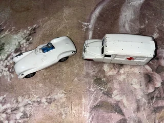 Toy Cars -Vintage 1950s Die Cast -Dinky Toys Daimler Ambulance &amp; Crescent Toys Aston Martin DB3S