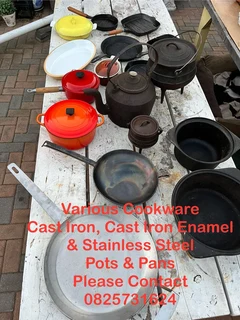 Cookware cast iron, cast iron enamel &amp; stainless steel pots &amp; pans all excellent delivery