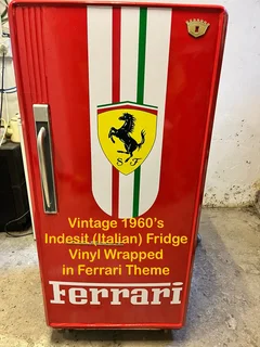 Fridge - Vintage 1960’s Italian Indesit 200 litres (medium / small) Vinyl Wrapped in Ferrari Theme
