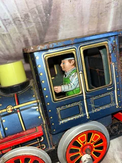 Vintage Tin Toys x 4 -Train, Crane, Combine Harvester &amp; Cadillac Convertible Car -Good -Delivery