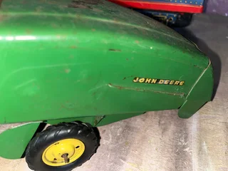 Vintage Tin Toys x 4 -Train, Crane, Combine Harvester &amp; Cadillac Convertible Car -Good -Delivery