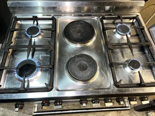 Gas Electric Stove -Stainless Steel Defy 6 Burner (4 gas 2 electric) with Thermofan Electric Oven