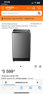 Washing Machine -Like New Hisense 13kg (big) Top Loader in Titanium Silver -Guarantee -Delivery