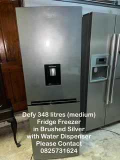 Fridge Freezer -Brushed Silver Defy 348 litres (medium) with Water Dispenser -Excellent -Guarantee
