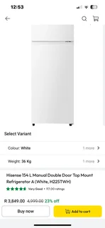 Fridge Freezer -Hisense 161 litres (small) in White -Excellent -Guarantee -Delivery Arranged
