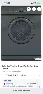 Tumble Dryer -Silver Defy 5kg -Excellent -Guarantee -Delivery Arranged