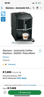 Coffee / Espresso / Cappuccino Machine -Siemens Automatic Bean to Cup with Milk Steamer -Guarantee