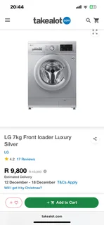 Washing Machine -Spotless LG 7kg Front Loader in White -Excellent -Guarantee -Delivery Arranged