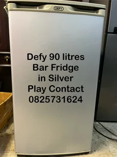 Bar Fridge - Silver Defy 90 litres - Excellent - Guarantee - Delivery Arranged