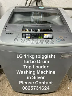 Washing Machine -Silver LG 11kg (biggish) Turbo Drum Top Loader -Excellent -Guarantee -Delivery