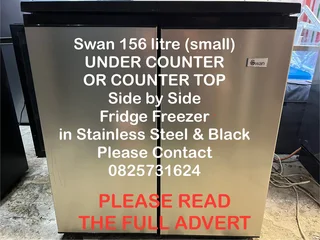 Fridge Freezer -stainless Steel Side By Side Under Counter/ Counter Top Swan 156 Litres -excellent