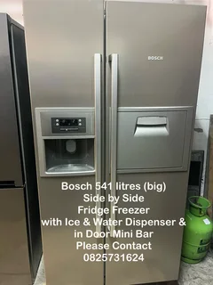 Fridge Freezer Side by Side with Ice &Water Dispenser & in Door Mini Bar -Silver Bosch 541L