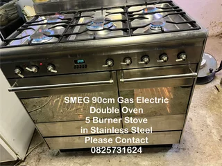 Gas Electric Stove -SMEG 90cm Double Oven 5 Burner in Stainless Steel -Excellent -Guarantee