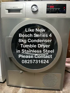 Tumble Dryer -Like New Stainless Steel Bosch Series 4 Condenser Dryer -Guarantee -Delivery Arranged