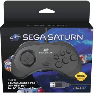 Retro-Bit SEGA Saturn 8 Button USB Controller - Black (PC)(New)