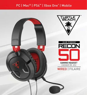 Turtle Beach Ear Force Recon 50 Stereo Gaming Headset - Red (PC / PS4 / PS5 / Switch / Xbox)(New)