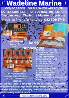 WADELINE MARINE (PTY) LTD Your Complete Marine Service, Safety &amp; Compliance Specialist