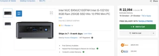 Intel Nuc - Core i5, 256 SSD , 8GB Ram for Sale Worth 22K , Now a Bargian - R3999.