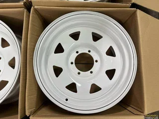 New 15" 6 hole, 6x139pcd white steel rims.