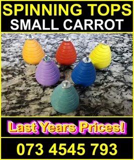 Plastic Spinning Tops  (Carrot Type)       BULK ONLY