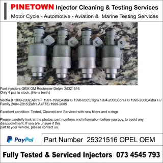 Opel 1.6 1.4 Tigra Vectra B Corsa Asta Zafira 25321516 injectors