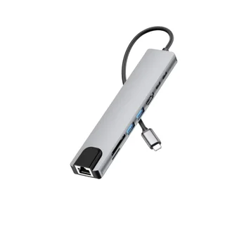 Type C to HDTV 8 in 1 Adapter connect to multiple devices and displays