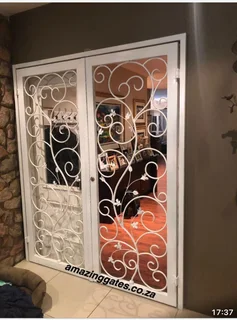 Wrought iron and glass doors