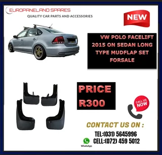 VW Polo Sedan Facelift (2015 Onwards) Mudflaps Set (Long Type) Forsale : R300