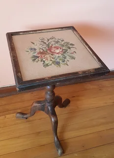 Antique Tapestry Side Table