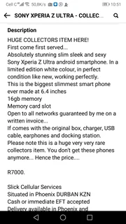 SONY XPERIA Z ULTRA - HUGE COLLECTORS ITEM