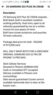 2X SAMSUNG S22 PLUS 5G 256GB