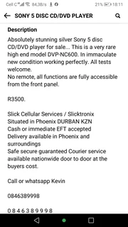 STUNNING SONY 5 DISC CD/DVD PLAYER