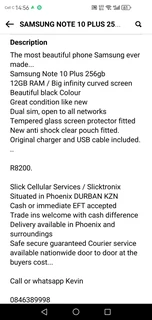 SAMSUNG NOTE 10 PLUS 256GB ORIGINAL