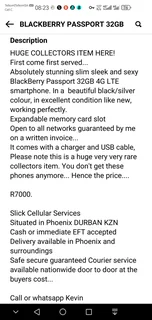 BLACKBERRY PASSPORT 32GB COLLECTORS