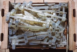 84 Clip (Clamp) Hangers For Pants/Skirts/Trousers/Shorts. Rotate-able Hooks, Slide-able Pegs. Used.