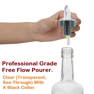 Kwik Shot Professional Free Flow Pourer. Clear Transparent With A Black Collar. Brand New Products.