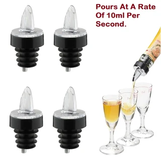 Kwik Shot Professional Free Flow Pourer. Clear Transparent With A Black Collar. Brand New Products.