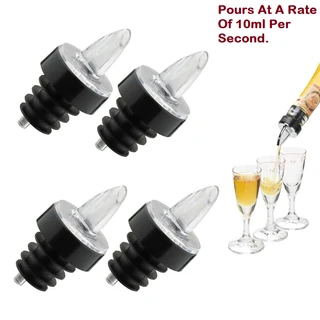 Kwik Shot Professional Free Flow Pourer. Clear Transparent With A Black Collar. Brand New Products.