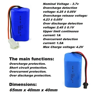 Rechargeable 18650 Battery Pack 3.7V 4-Cells (4P Pack). Light Duty Applications. Brand New Products.
