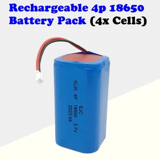 Rechargeable 18650 Battery Pack 3.7V 4-Cells (4P Pack). Light Duty Applications. Brand New Products.
